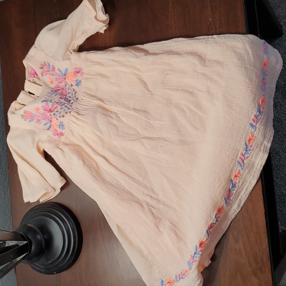 Isaac Mizrahi New York Embroidered Gauzy Floral Boho Dress Size 4T